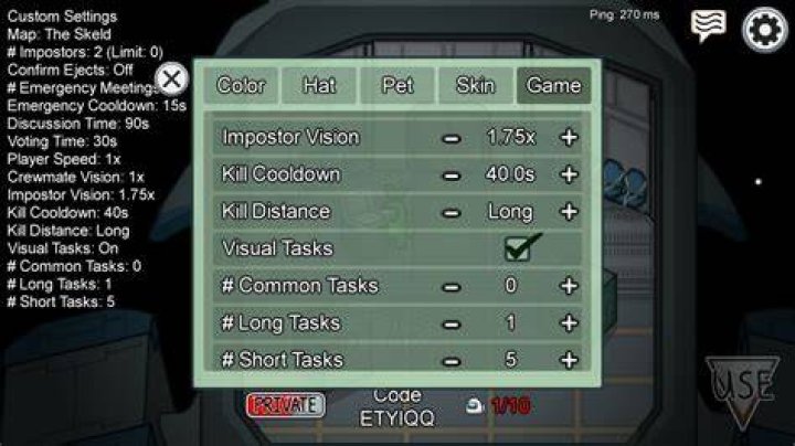 Among Us Settings