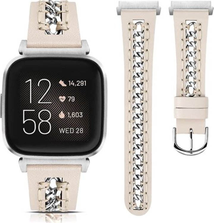 Fitbit Versa 2 with leather band