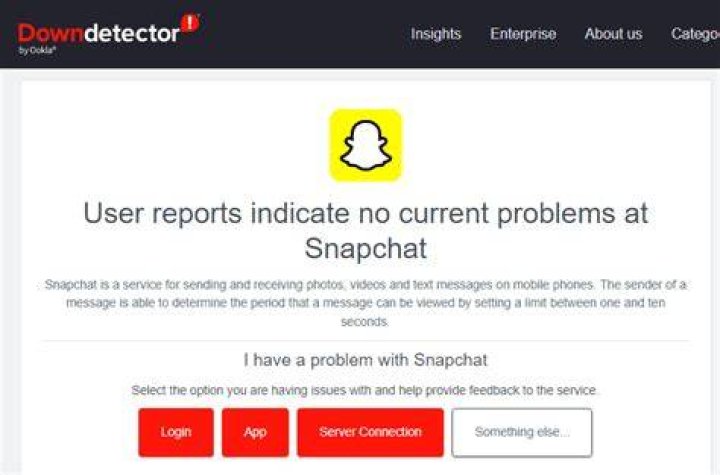 Snapchat on Downdetector